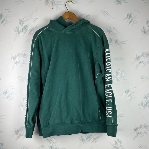 American Eagle Outfitters Other - American Eagle Outfitters Mens Long Sleeve Hoodie Jacket Green Logo Large